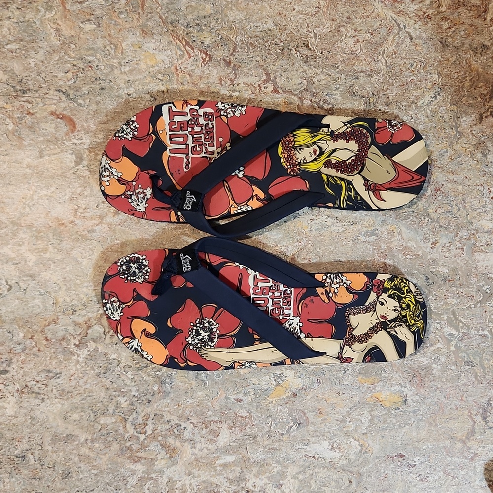 Hawaiian Girl Pinup Flip Flops Sandles